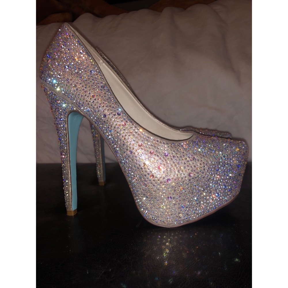 Betsey Johnson Crystal Platform Pumps